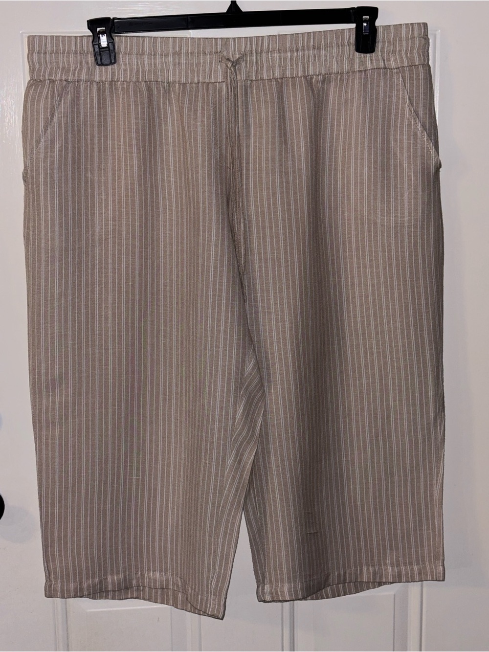 Zac & Rachel Beige Pinstripe Cropped Pants